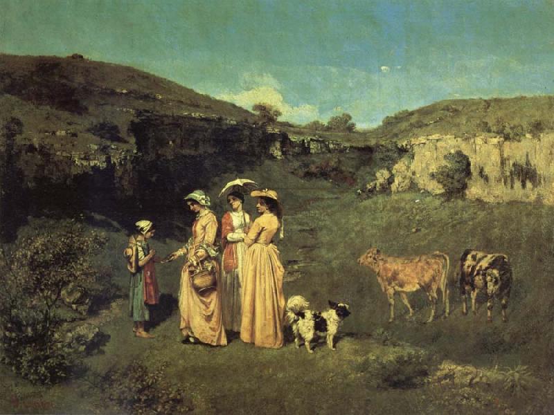 Gustave Courbet Les Demoiselles de Village France oil painting art